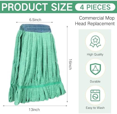 Lallisa 4 Pcs Microfiber Mop Head Refill - Large Green