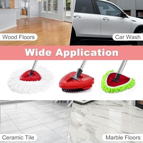 Hezane 4 Pack Mop Heads Handle Scrub Brush Combo Set
