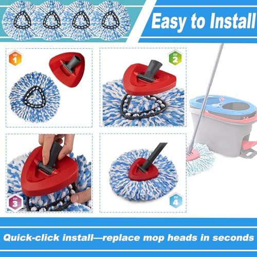 12 Pack Spin Mop Replacement Heads for RinseClean 2-Tank System