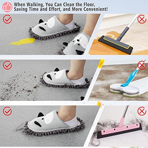 Frjjthchy Cartoon Dog Mop Slippers Gray
