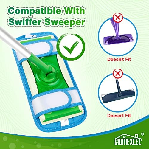 HOMEXCEL Microfiber Mop Pads - Swiffer Compatible 4 Pack Reusable Machine Washable