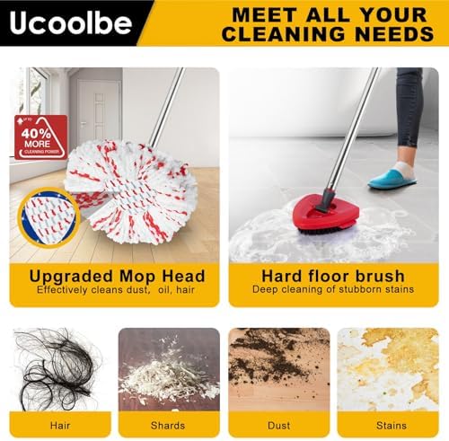 Ucoolbe Spin Mop Replacement Set for O Cedar 1 Tank EasyWring