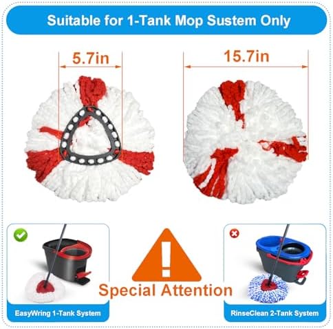 JIUMEE 1-Tank System O-Ceda Mop Replacement Head Set of 3 1