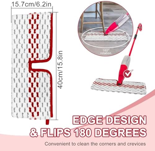DLAIMI Spray Mop Pads - Reusable 6 Pack Red for Oceda ProMist MAX