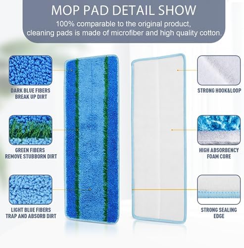 6 Pack NIXOOT Microfiber Spray Mop Refill Pads with Laundry Bag