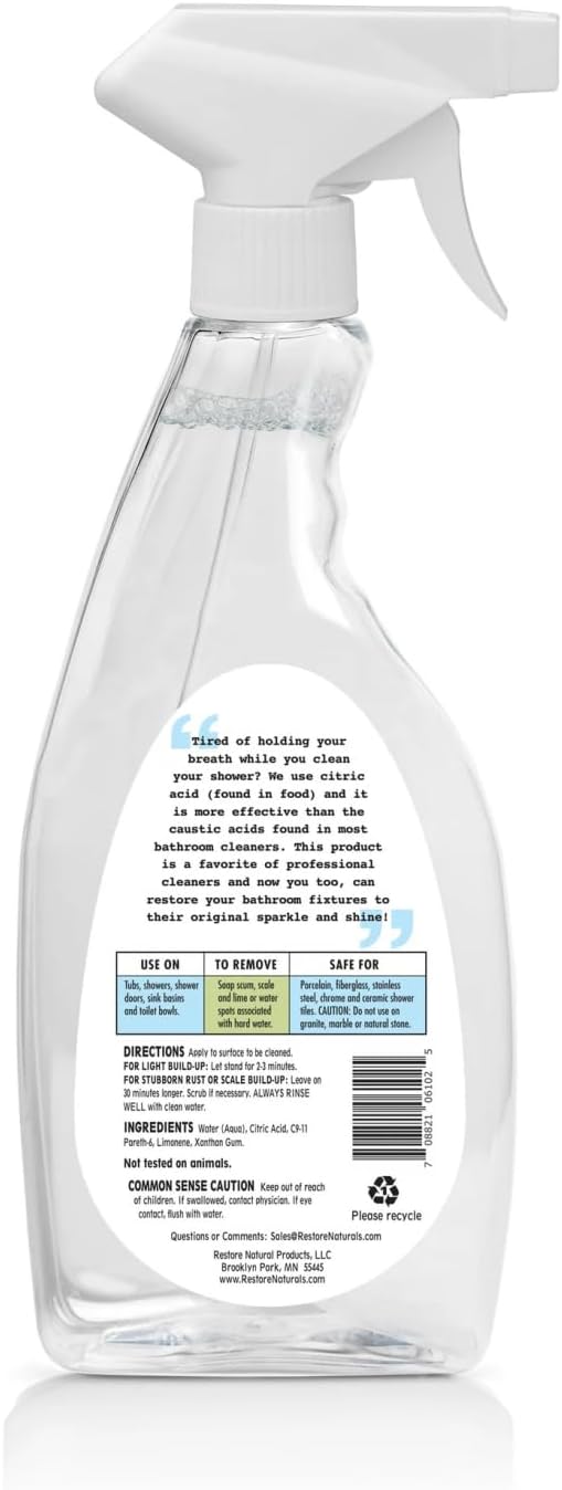 Restore Naturals Bathroom Lime Scale Remover - 22 oz Multipurpose Cleaner