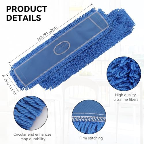36 Inch Microfiber Dust Mop Head Replacement - 3 Pack