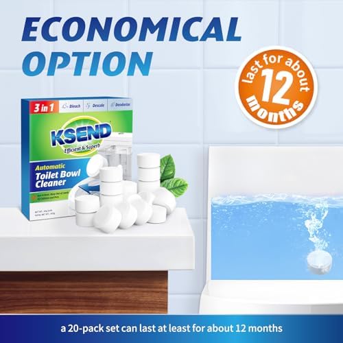 Ksend Toilet Bowl Cleaner Tablets - 40PCS Automatic Bleach Tablets