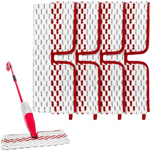 DLAIMI Microfiber Spray Mop Pads 4 Pack Red