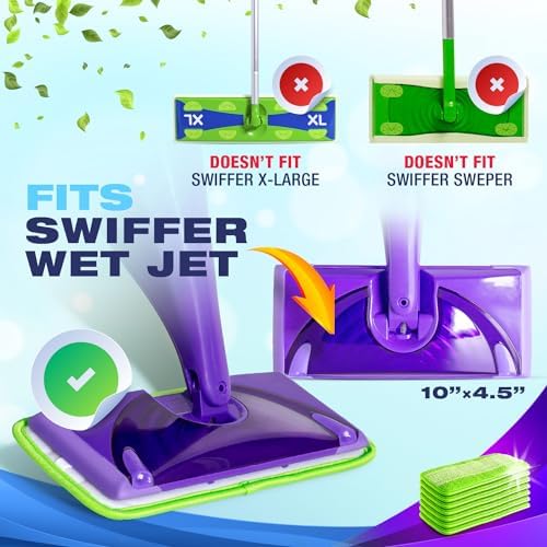 Millifiber Reusable Mop Pads 4 Pack - Eco-Friendly Swiffer WetJet Refill