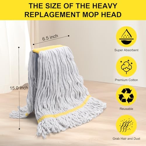 KeFanta 3 Pack Heavy Duty Mop Head Refill Yellow