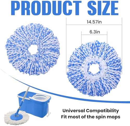 5 Pack Microfiber Spin Mop Replacement Heads Blue