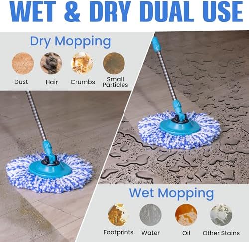 5 Pack Microfiber Spin Mop Replacement Heads Blue