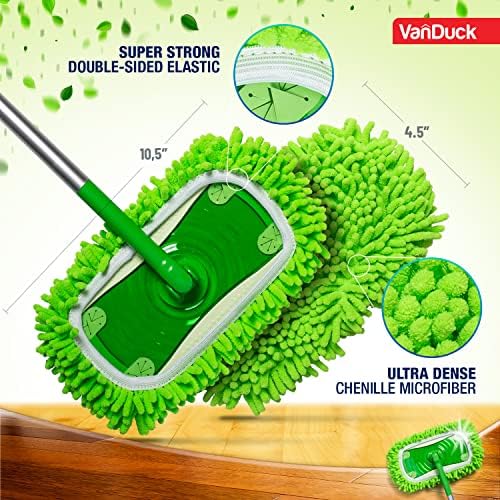 VanDuck Dust Mop Refill 6 Pack - Microfiber Pet Heavy Duty Dry Cloth