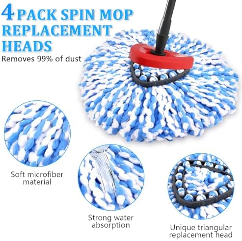NICEMOVIC 4-Pack Mop Heads for O-Ceda RinseClean 2-Tank System