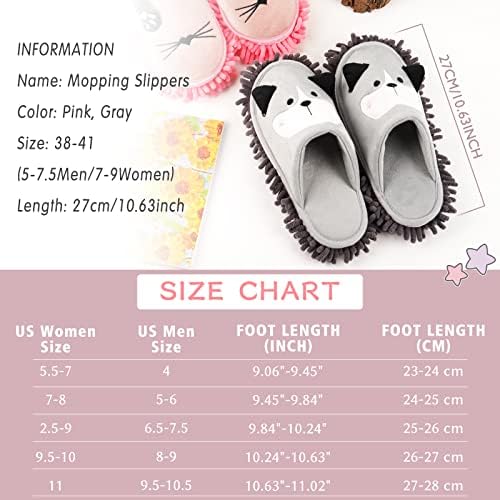 Frjjthchy Cartoon Dog Mop Slippers Gray