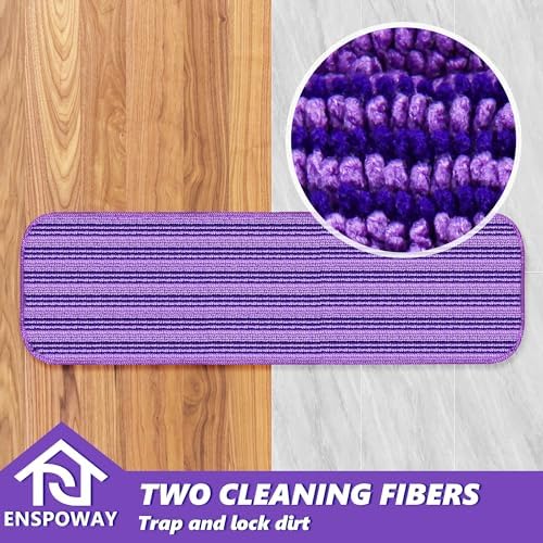 ENSPOWAY 8 Pack Reusable Mop Pads - Purple