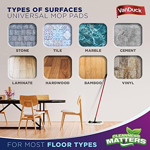VanDuck 100 Cotton Terry Mop Pads 15x8 Inch Pack of 12