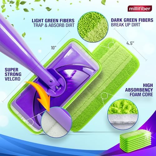 Millifiber Reusable Mop Pads 4 Pack - Eco-Friendly Swiffer WetJet Refill