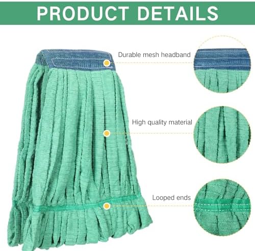 Lallisa 4 Pcs Microfiber Mop Head Refill - Large Green