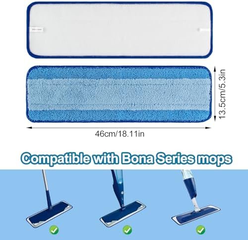 Yuunaie 3 Pack 18 Inch Microfiber Mop Replacement Pads for Bona
