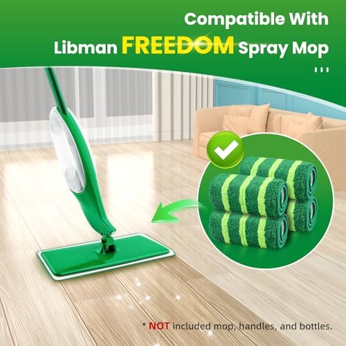 4 Pack Microfiber Spray Mop Pads Refills for Libman Freedom Spray Mop