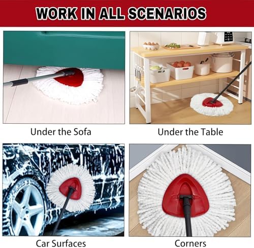 SUOSEC Spin Mop Replacement Heads 6Pack - Machine Washable Easy to Replace