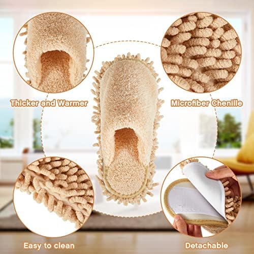 Gerrii 4 Pair Microfiber Mop Slippers for Men Women Kitchen Cleaning