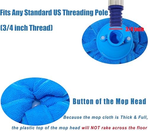 EaseYourDay Microfiber Mop Refill Blue 3pcs for 34 inch Poles