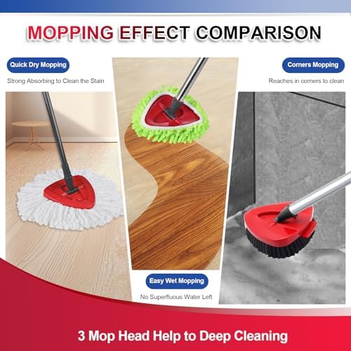 BywoBywo Upgraded Scrub Brush Mop Replacement Set 7 Pack