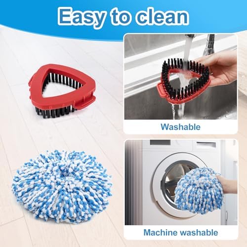 Heuihm 2 Spin Mop Heads 4-Section Handle Combo Set