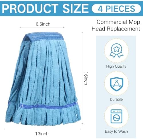 Lallisa 4 Pcs Commercial Mop Head Refill - Medium Weight Blue