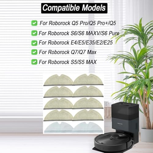 Frexusuent Mop Pads for Roborock Robot Vacuums 10 Pcs Set