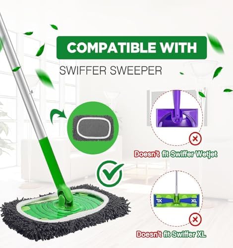 Febsow Reusable Microfiber Mop Pads 4PCS for Swiffer Sweeper