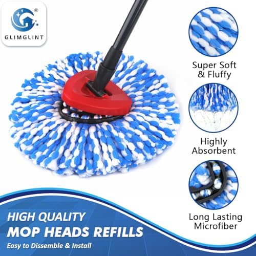 GLIMGLINT Mop Replacement Heads 8-Pack for RinseClean 2-Tank System