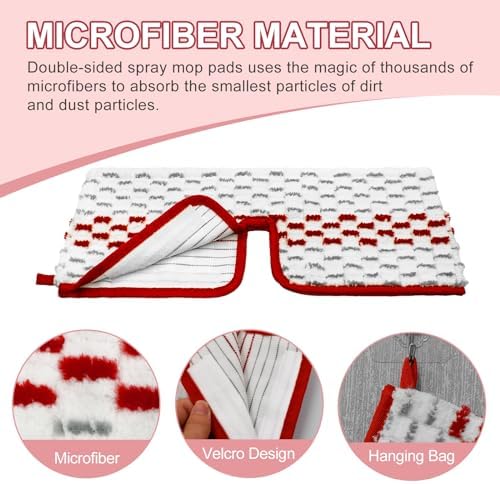 DLAIMI Spray Mop Pads - Reusable 6 Pack Red for Oceda ProMist MAX
