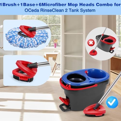 BOCA STORY 6 Mop Heads Scrub Brush Base Combo