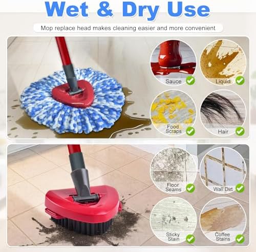 DLAIMI Spin Mop Replacement Heads 3-Pack with 2 Scrubber Heads