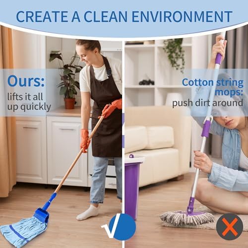 2 Pack Heavy Duty Microfiber Mop Heads - 400GSM Industrial Wet Mop Refills