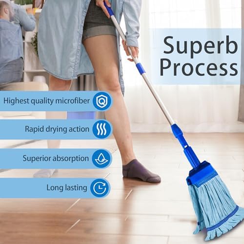 2 Pack Heavy Duty Microfiber Mop Heads - 400GSM Industrial Wet Mop Refills