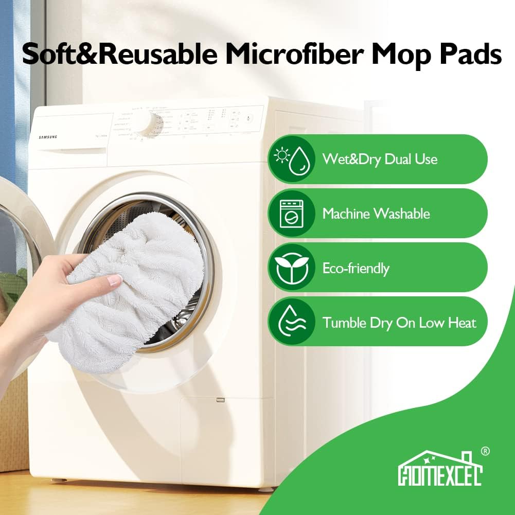 HOMEXCEL Reusable Microfiber Mop Pads - X-Large for Swiffer XL Sweeper
