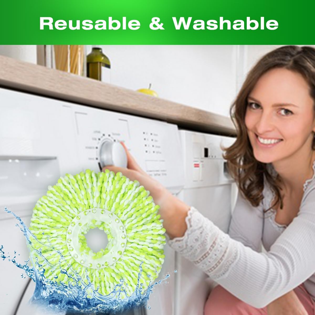 3 Pack Microfiber Mop Head Replacements for Libman Spin Mop