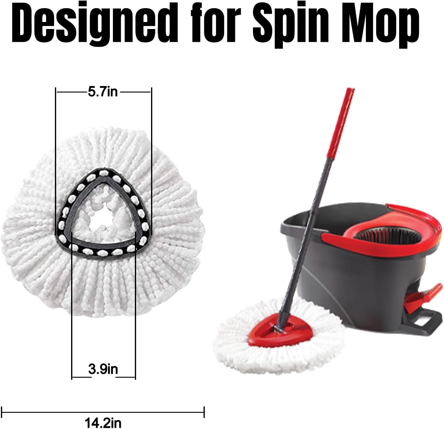 16Pcs Spin Mop Replacement Heads - White Microfiber 360 Rotation Machine Washable