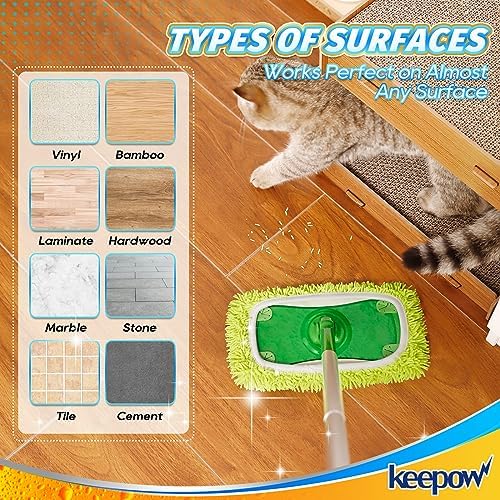 KEEPOW Reusable Microfiber Mop Pads 8 Pack