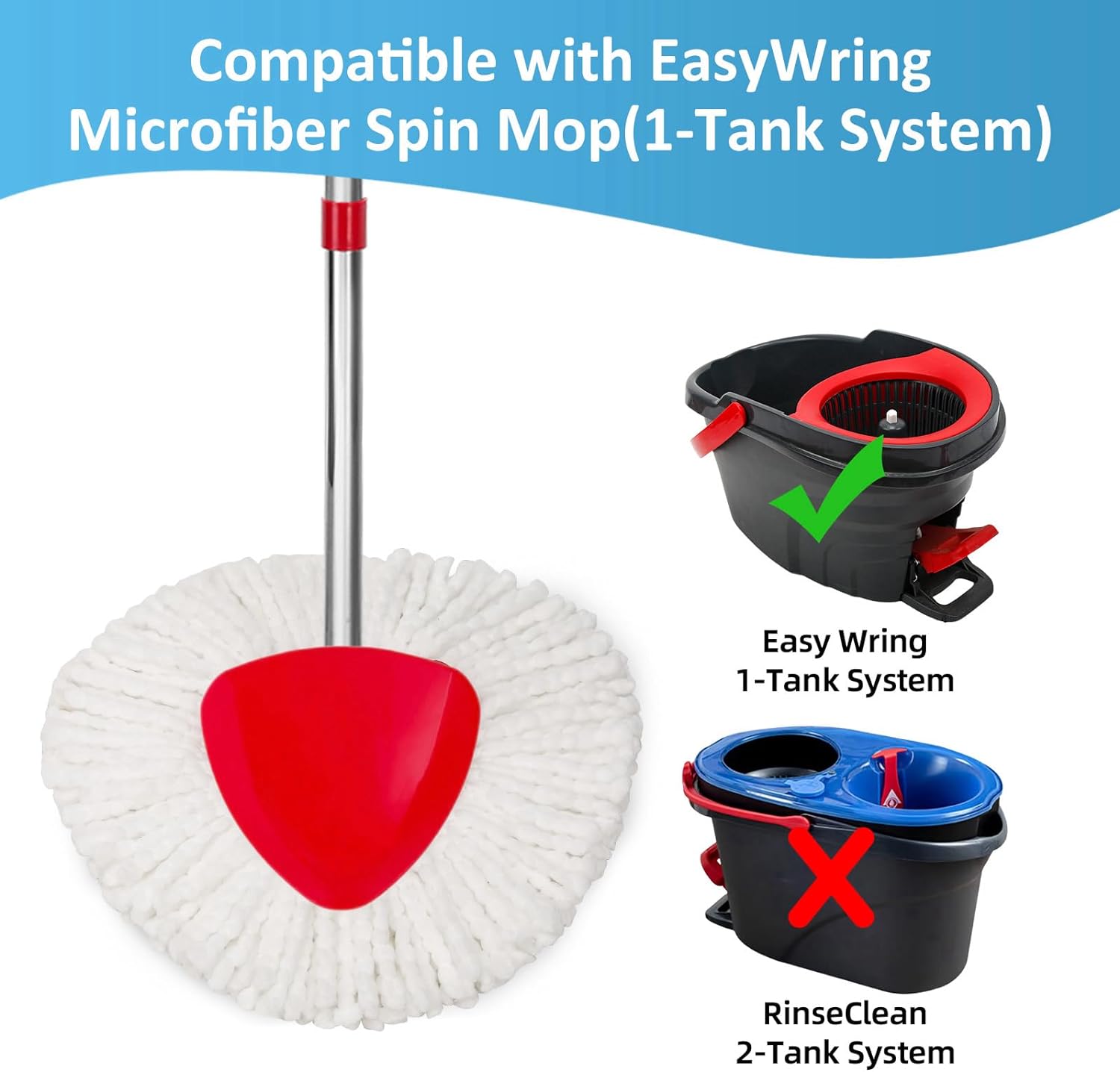 2 Pack Spin Mop Heads for Oceda EasyWring 1-Tank System