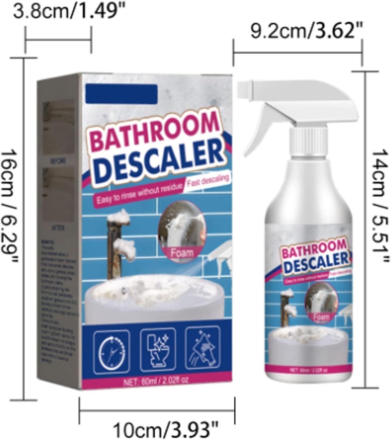 DENGWANG Bathroom Descaler Foam Cleaner 1Pcs Multipurpose