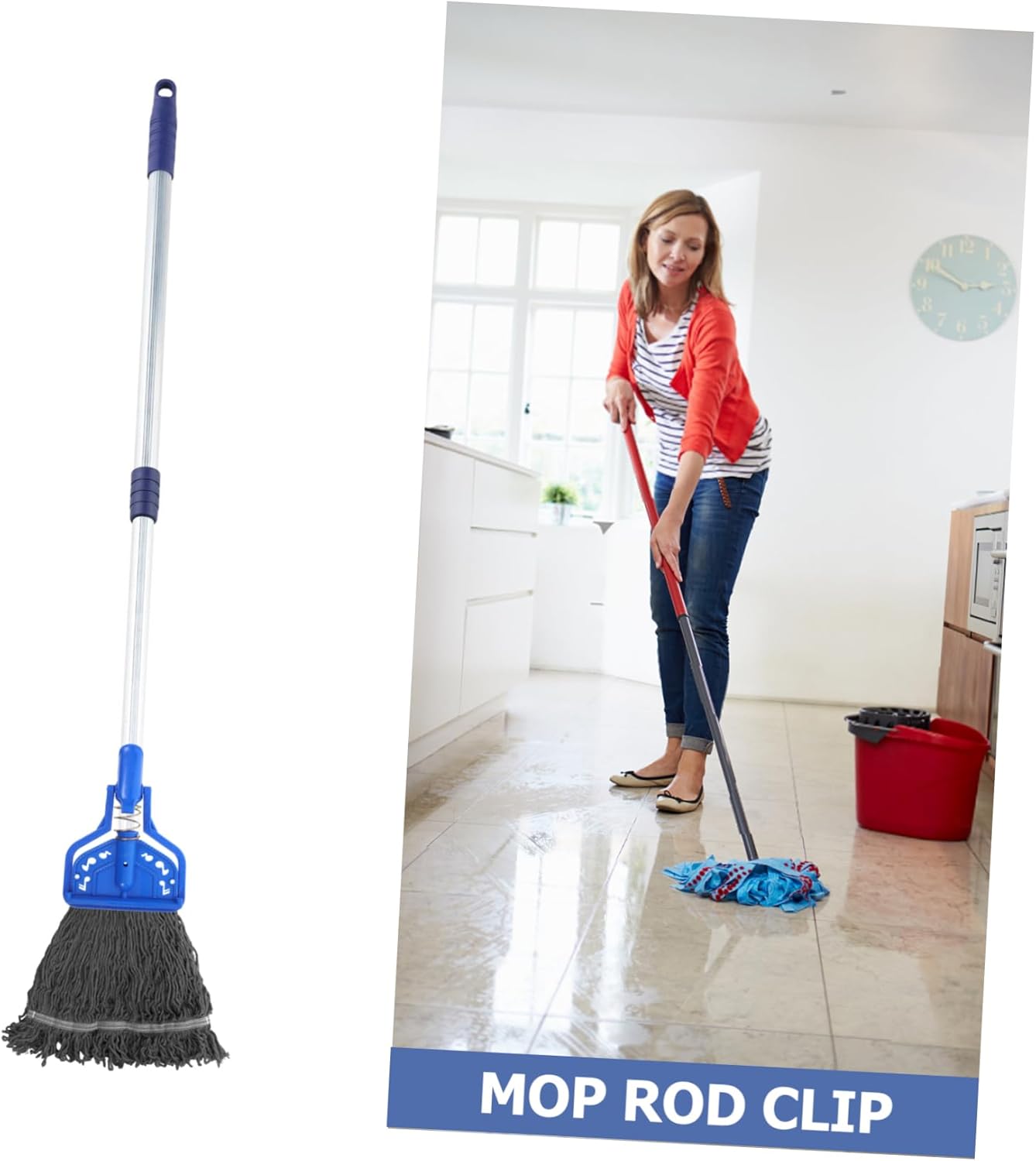 Minkissy Mop Rod Adapter Threaded Clip for Easy Replacement