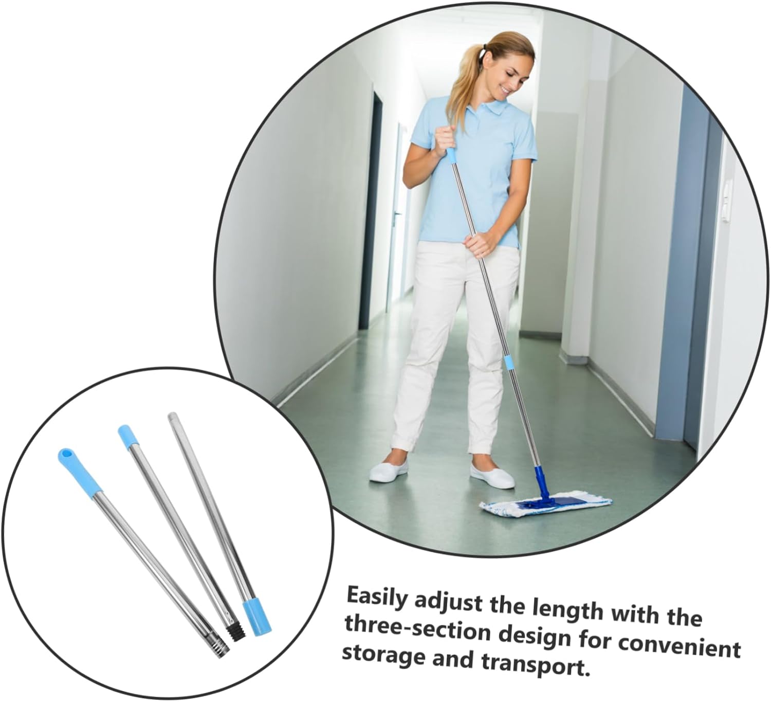 CALLARON Ergonomic Mop Rod Replacement for Bathroom Tile Cleaning