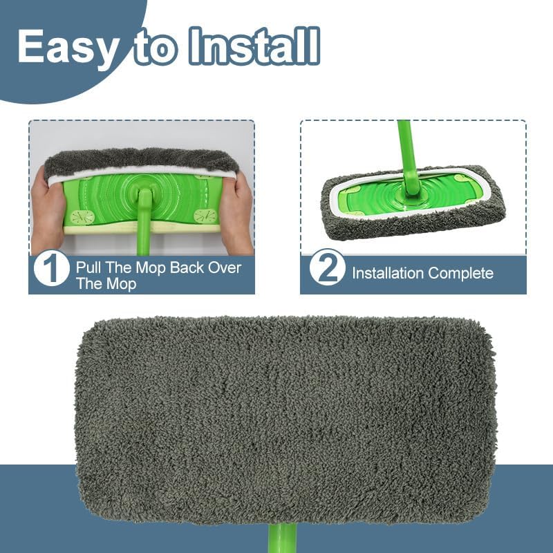 Febsow Reusable Microfiber Mop Pads 4PCS for Swiffer Sweeper