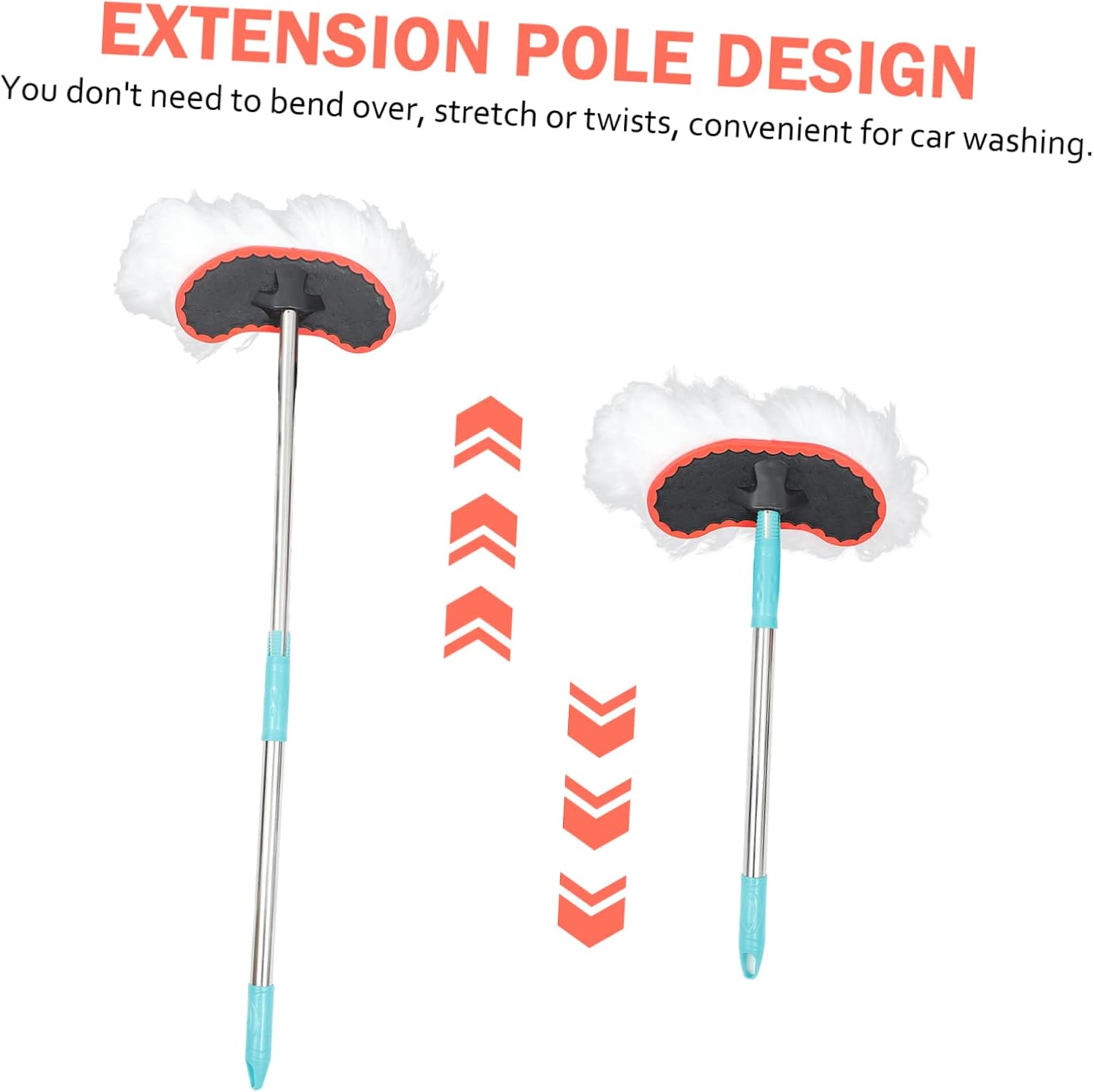 Adjustable Telescoping Mop Handle with Microfiber Head for Car and Window Cleaning
